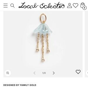 ISO! Family Gold Blue Jellyfish Charm Pendant